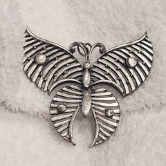 Vintage Silver Tone Butterfly Pendant Large Openwork Statement articulated