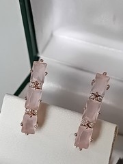 Vintage 1990-s 14 Ct Rolled Gold Pink Topaz Zircons Earrings-Hallmarked 585 RG