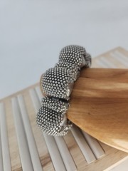 Antique Rajasthan Tribal Sterling Silver Granulated Bracelet 290g Handmade 6.75