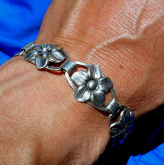 ORIGINAL Vintage Art Deco Design STERLING SILVER 925 Denmark Link panel Bracelet