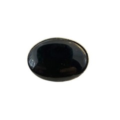 Vintage Black Onyx Oval Scarf Ring With Goldtone Metal Safety Clasp Estate EUC
