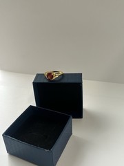 Vintage Red Cubic Zirconia Ring Gold Plated Womens Size 9
