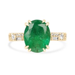 Art Deco Antique 3.60 Ct Natural Emerald Vintage Wedding Ring 14K Yellow Gold FN