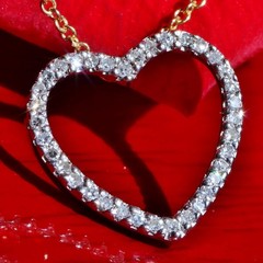 14k white gold pendant 0.09ct natural diamond open heart charm 0.66gr N2744A