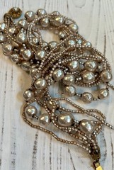 Vintage MIRIAM HASKELL Faux Baroque +Seed Pearl Multi Strand Necklace Signed WOW