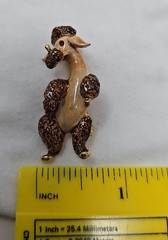 Vintage LG Linda Gal Brown & Gold Enamel Dancing Poodle Brooch Enamel Pin