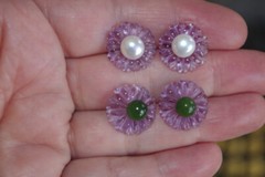 Vintage Genuine Amethyst Flower Jackets For Earrings Use With Any Studs