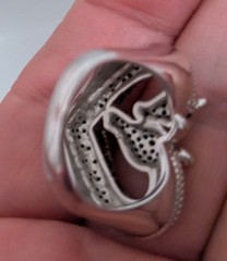JTV Sterling Silver 925 Black Spinel Chrome Diopside GIRAFFE critter ring
