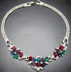 JOMAZ Ultra RARE Fruit Salad Rhiinestone Vintage Necklace