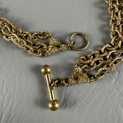 Vintage Gold Tone Multi Strand Chain Necklace Textured Links Toggle Clasp 16″