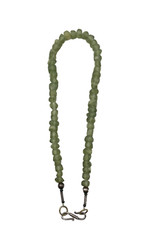Vintage Chunky Green Prehnite Beaded Chip Nugget Necklace Handmade 18″ Choker