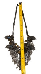 Lia Sophia Fringe Chains Glass & Acrylic Beaded Chunky Statement Boho Necklace