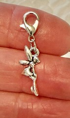 Charm / pendant – silver tone metal winged fairy – New! Lobster claw clasp.