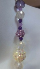 Vintage Purple Floral Glass/Plastic/Metal Bead Toggle Necklace