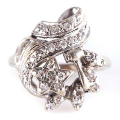 Vintage 1940’s 14k White Gold Single Round Diamond Star Style Ring .20ctw 4.7g