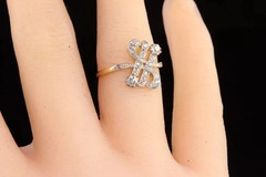 1910’s Art Nouveau Style LabCreated Diamond Art Deco Engagement 14K GoldFN Ring