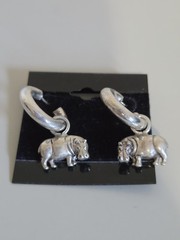 Vintage Sterling Silver Carol Felley Chunky Hippo Hoop Statement Earrings Africa