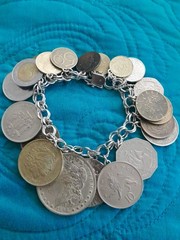 Vintage Sterling Silver Coin Bracelet Coins From Around The World Collection