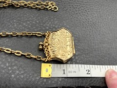 Vintage Bird Peacock Locket Purse Pendant Gold Tone Necklace Chain 24”