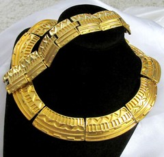 Vtg Rare Set MONET Runway EGYPTIAN Embellished GP Necklace Bracelet Earrings EXC