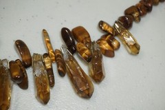 Vintage Chunky Statement Necklace Tigers Eye and Natural Quartz Crystals 19″-22″