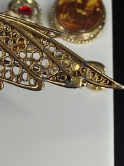 Vintage Brooch Lot Gold Tone Rhinestone Animals Heart Cameo Mixed Pins