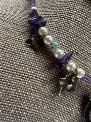 Vintage Necklace Amethyst Bead Whimsical Wire Choker Handmade Fairycore