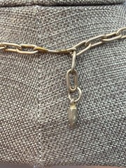 Vintage Swirl Necklace 16 In As Is White Disc Gold Chain Link Retro MCM Glam