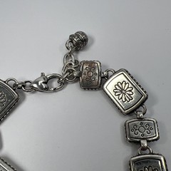 Vintage Brighton Water Lily White Black Flower Retired Silver Bracelet