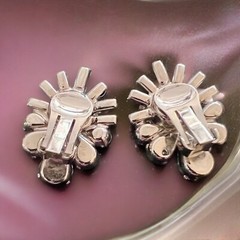 Rhinestone Earrings Clip On Large Clear Statement Vintage Glamorous Designer