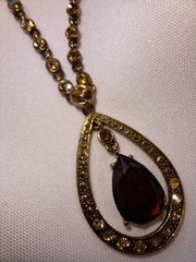 Smoky Stone Pendant & Crystal Goldtone Necklace, Nancy & Rise NR