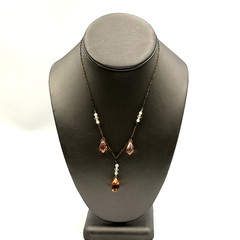 Art Deco Pink Necklace Paper Clip Chain 16″ Antique Jewelry
