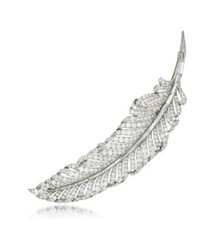 Beautiful Feather Design Lab-Created Baguette & Round Cut Diamonds Women Brooch