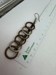 Vintage Earrings Modernist Hoop Mixed Metal Dangle Studio Art Pierced