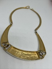 Vintage Signed Crown Trifari White Enamel Link Choker 15” Necklace (3155)