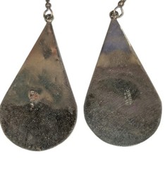 Vintage Alpaca Mexico black earrings with mother of pearl and abalone flower