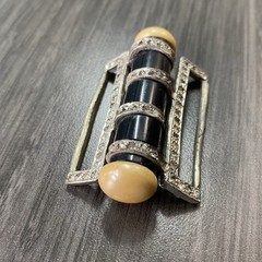 Art Deco Glass Buckle – Lucite Metal & Rhinestone Buckle