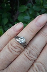 0.40Ctw White Round Moissanite Vintage Reproduction Wedding Ring Set 925 Silver