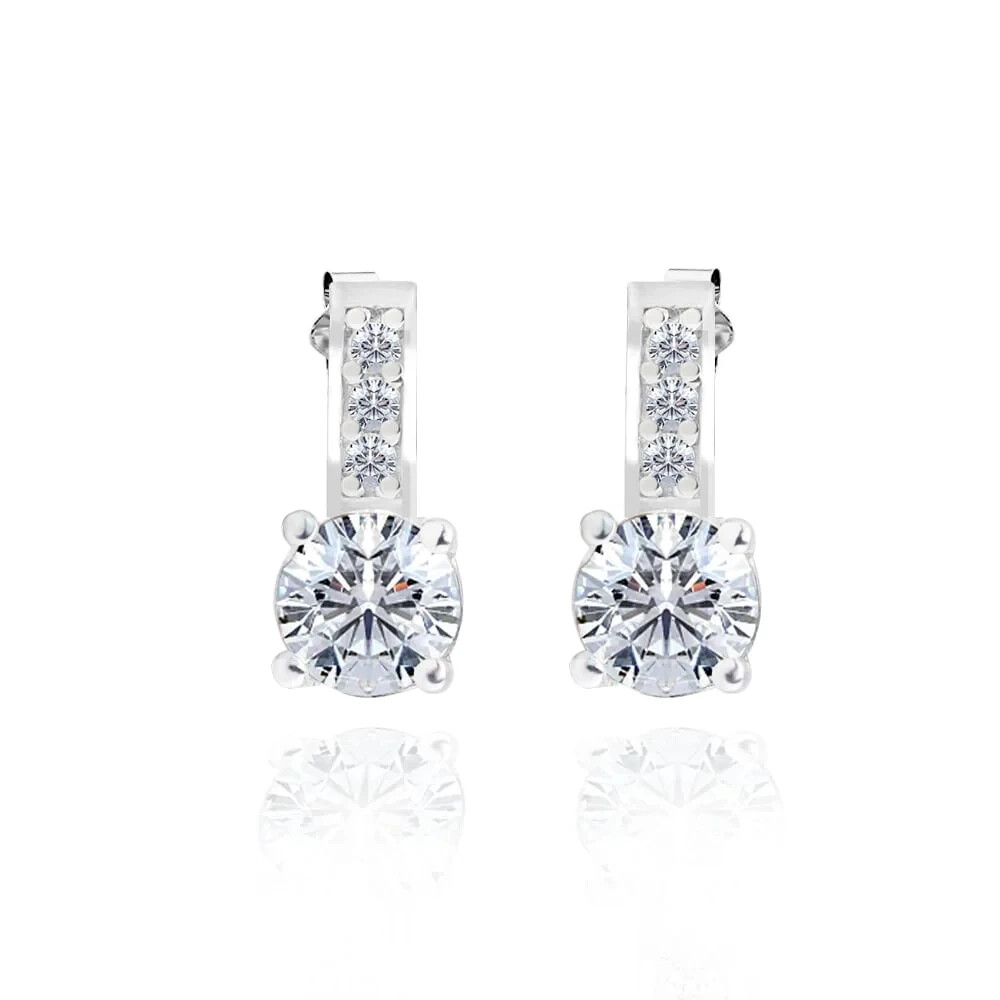 Moissanite earrings, Round earring, 925 Sterling silver earring for mother’s