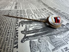 Antique 15k Reverse Painted “Florence” Reverse Painted Essex Crystal Stick Pin