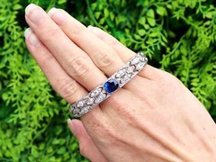 Art Deco 2.90Ct Basaltic Sapphire and 5.40Ct Diamond Platinum Bracelet