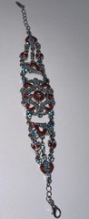 VCLM Victorian Style Silver Tone Bracelet, Blue Turquoise Coral Colors