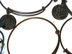Alex And Ani 24K Electro Plated Lot Of 119 Silver Tone Rinstones Beaded Bangle