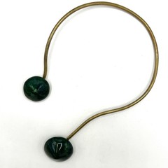 Vtg Modernist Brass & Ceramic Asymmetrical Necklace OOAK Wearable Art Statement