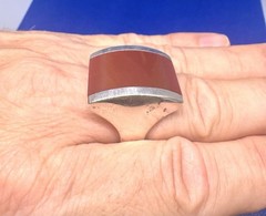 R05 Vintage 1950-1970s Carnelian 925 Silver RING Size 11