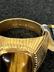 Vintage Vargas Men’s Ring 18kt Yellow Gold HGE Tiger’s Eye Sz 10.75