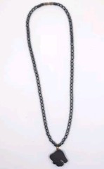 Black Onyx Elephant Barrel Bead Necklace With Gold Accents Hematite Healing Gem