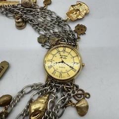 Maximal Art Bracelet Watches Multi Charms Chains Gold Tone 7″