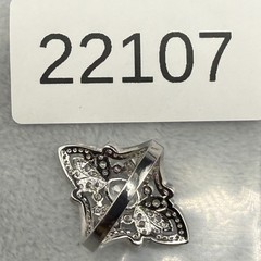 Vintage Ring Art Deco Revival Silver Tone Rhinestone