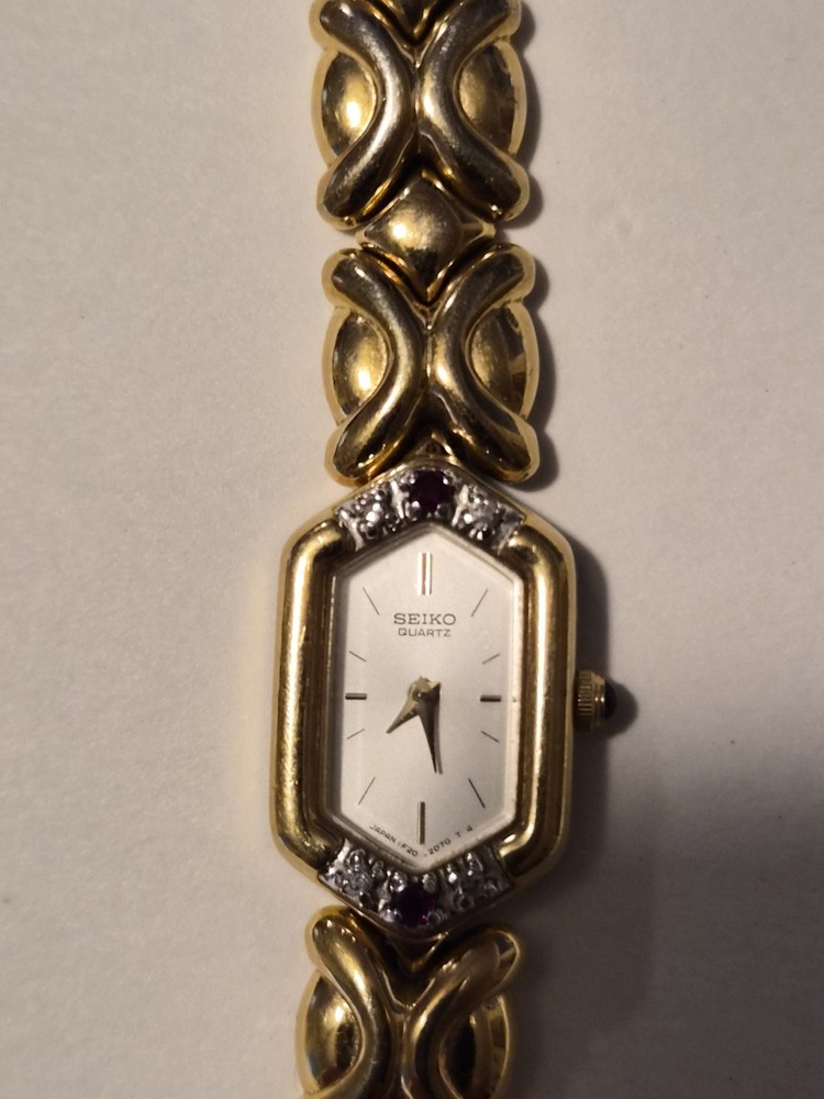 Vintage Seiko Ruby And Diamond Ladies Watch Gold